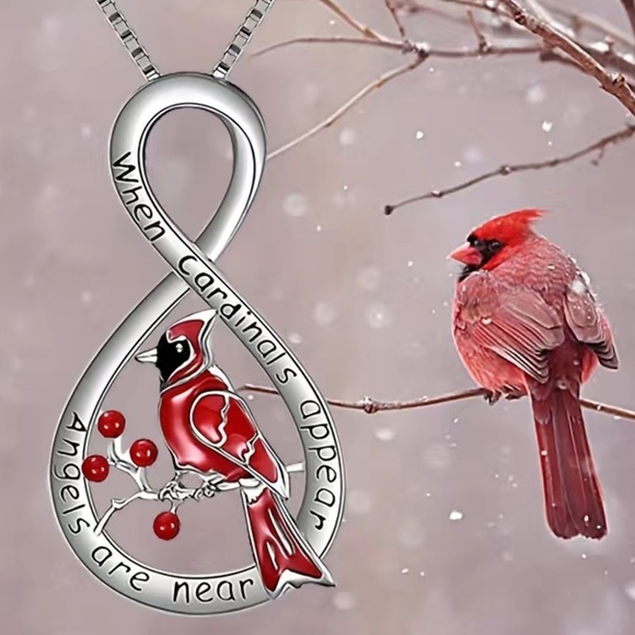 Cardinal Necklace Inspirational Inscribed When Cardinals Appear Angels Are Near - Picture 13 of 16